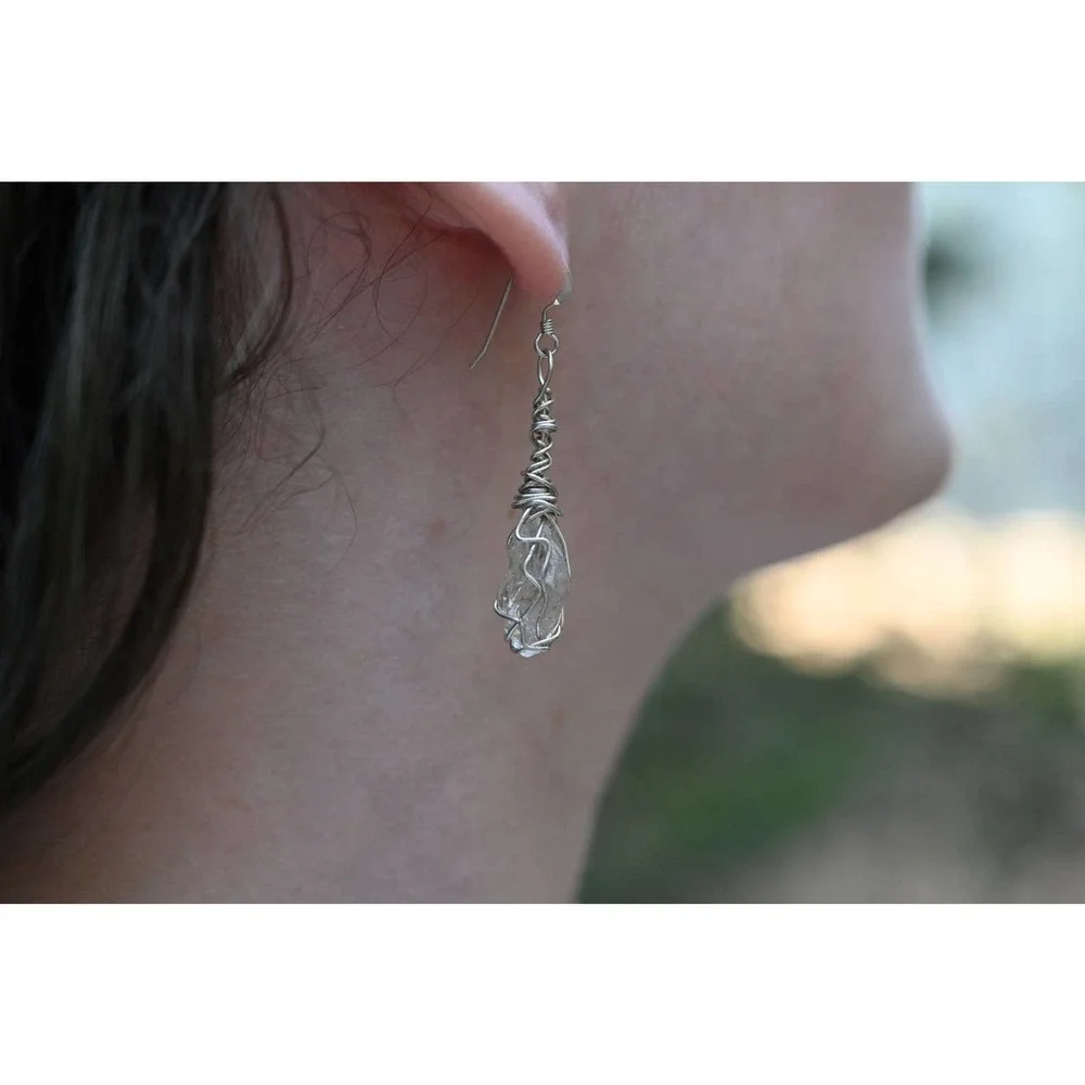 Large Dangle Earrings, Wire Wrapped Earrings, sterling silver, Gift for …